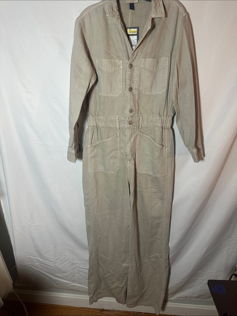 Universal Thread Beige Utility Jumpsuit with Button Front
